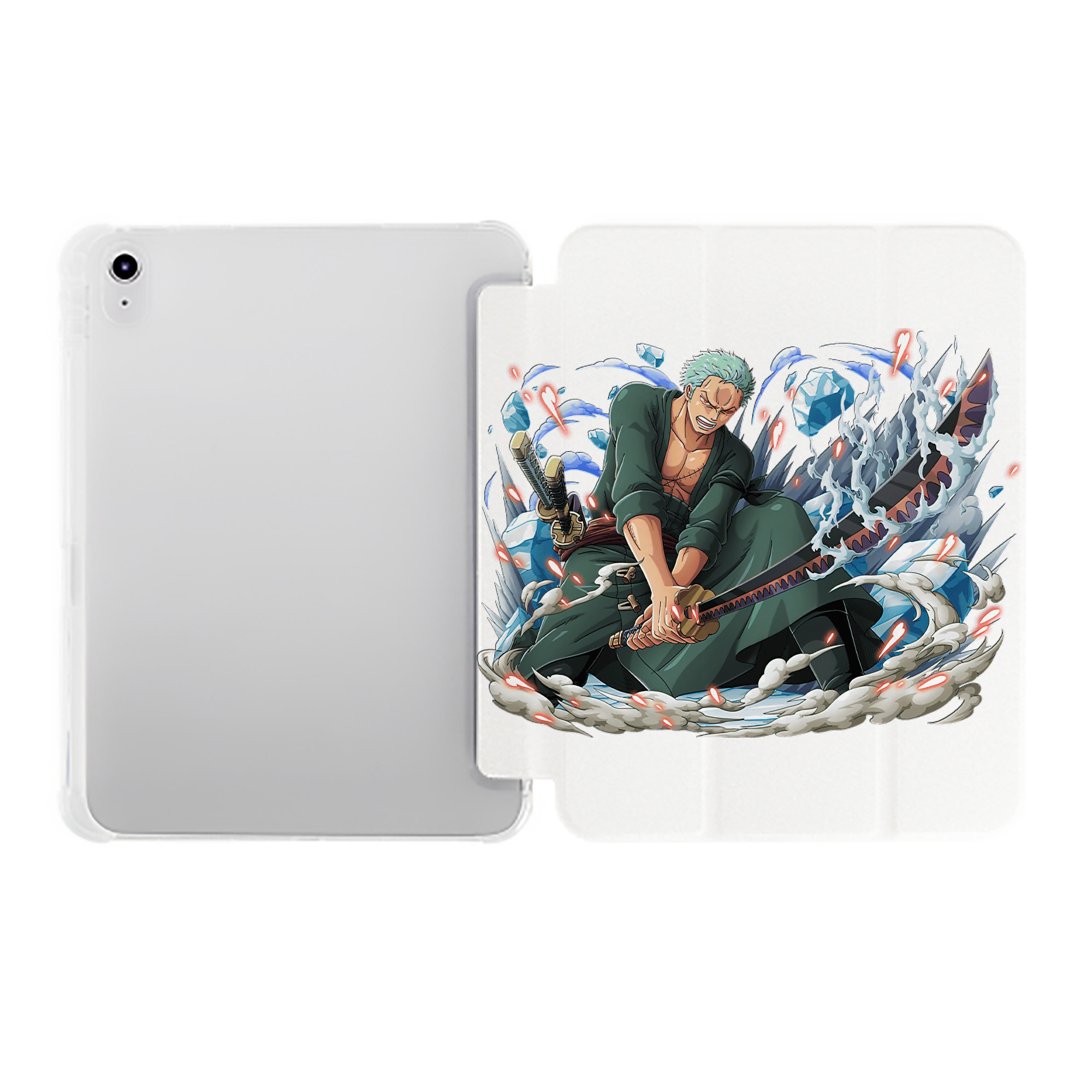 （画像用） ワンピース ロロノア・ゾロ ONE PIECE Roronoa Zoro IPad ケース ペン収納付き 三つ折りスタンド PUレザー×シリコン 対応機種9.5/10.5/10.9インチ